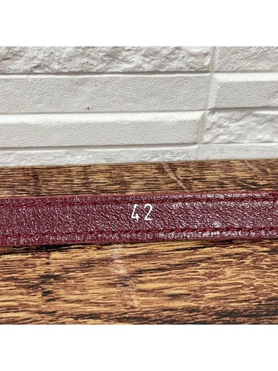 Chanel Enamel Leather Silver Buckle Belt Bordeaux